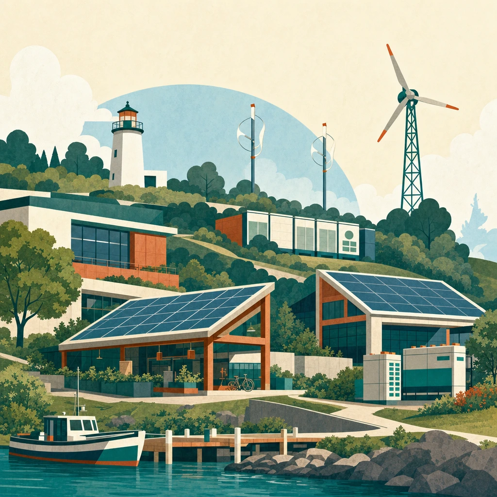 Illustrated Anchor's Rest district on Ampersand Island