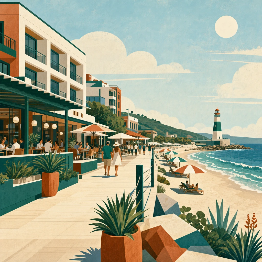 Illustrated Mermaid Bay district on Ampersand Island