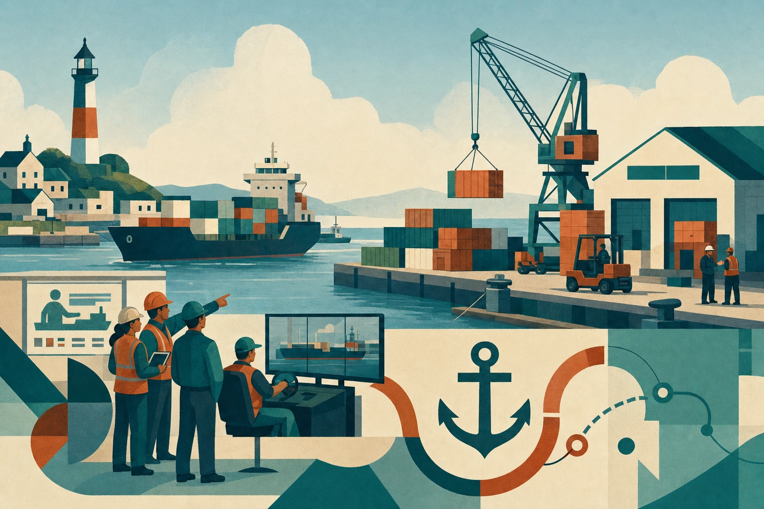 Illustrated Anchors Aweigh maritime logistics support