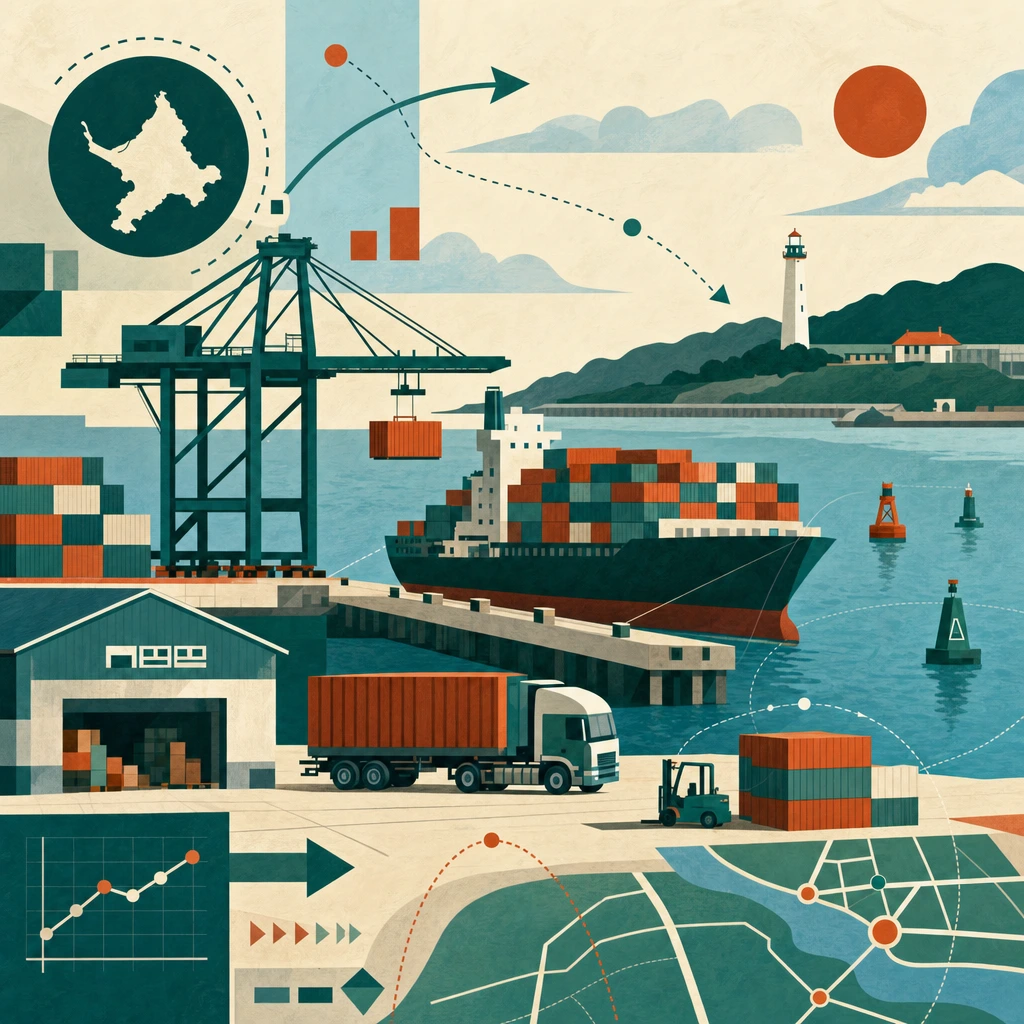 Illustrated Maritime & Logistics industry on Ampersand Island