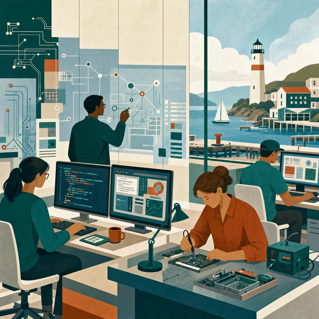 Illustrated Technology industry on Ampersand Island