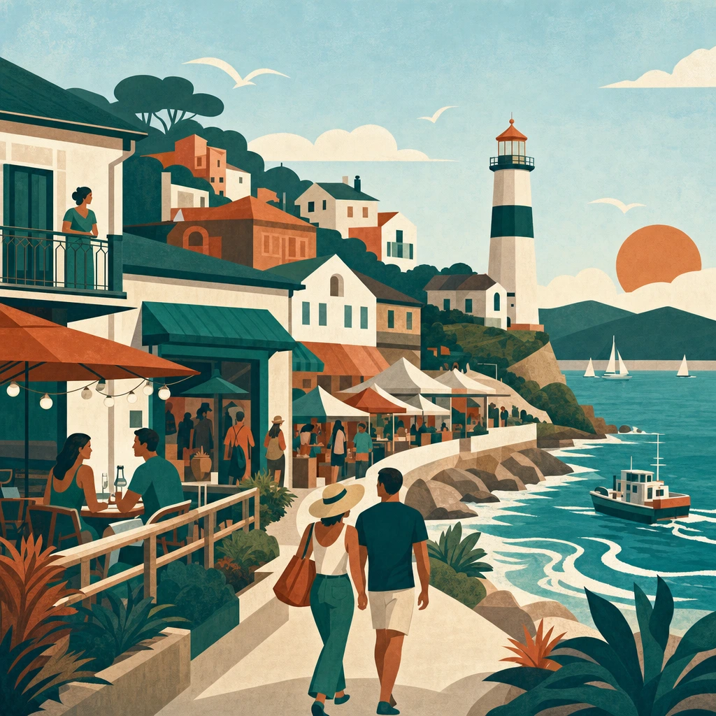 Illustrated Tourism industry on Ampersand Island