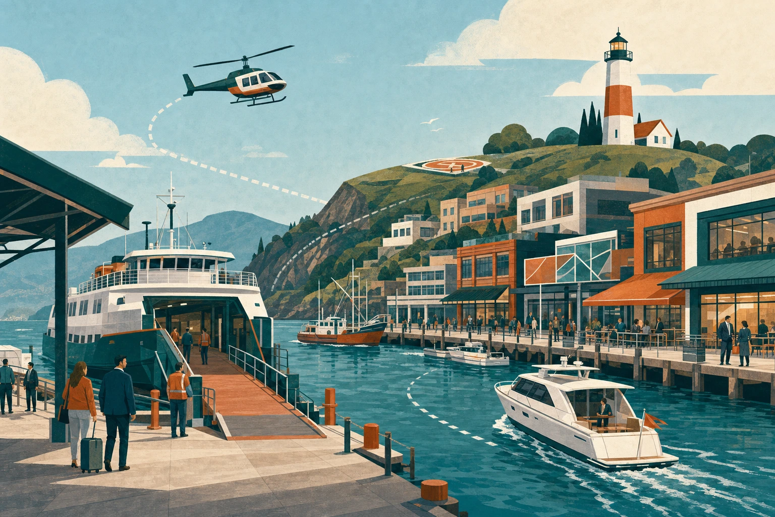 Illustrated Ampersand Island business visit route